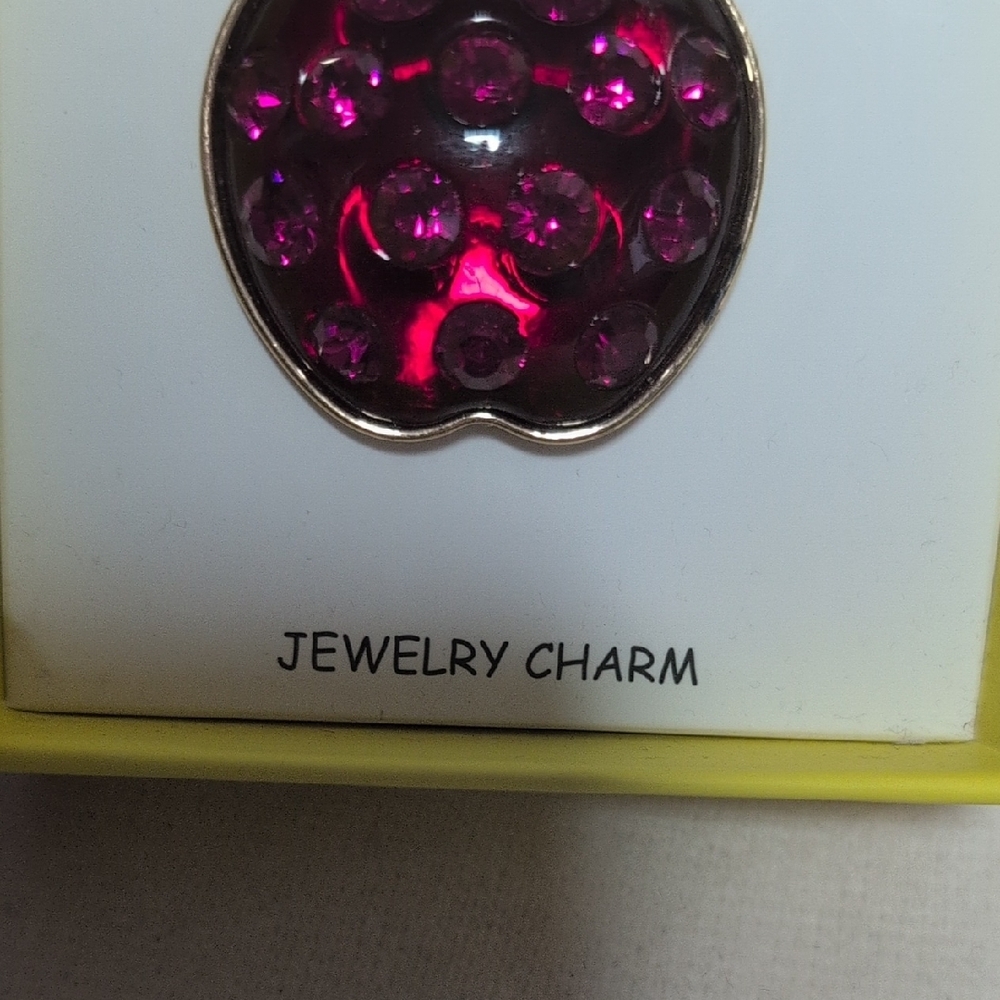 Betsey Johnson Crystal Apple Bag Charm Keychain - Picture 4 of 7